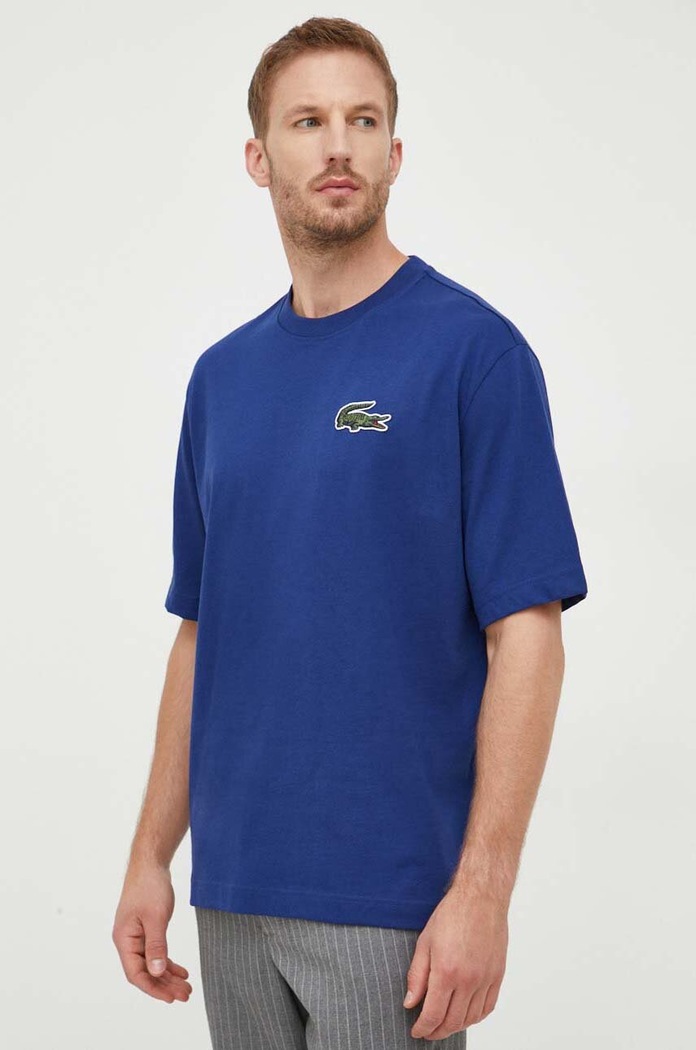 Lacoste t-shirt bawełniany granatowy TH0062