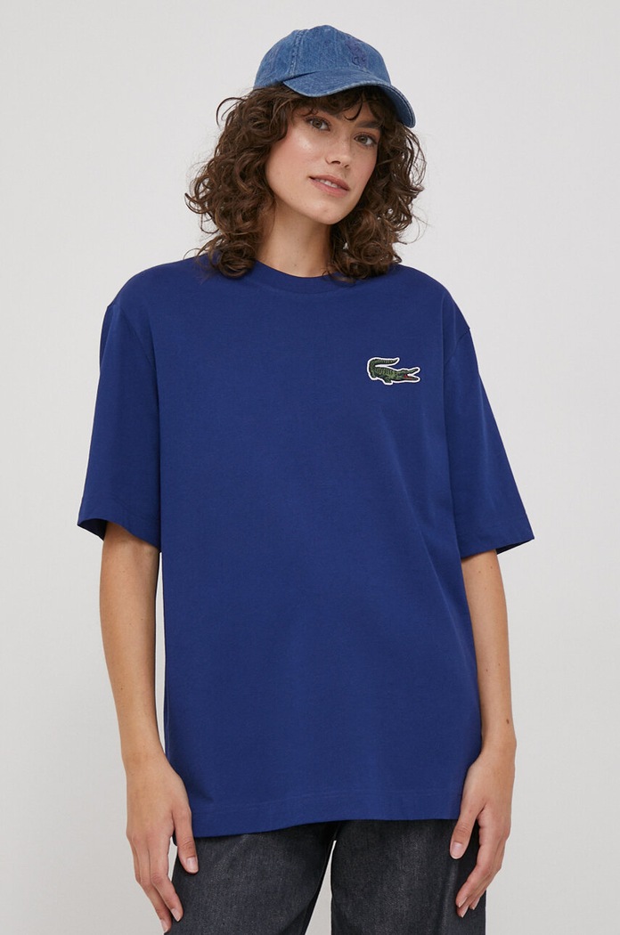 Lacoste t-shirt bawełniany TH0062 granatowy