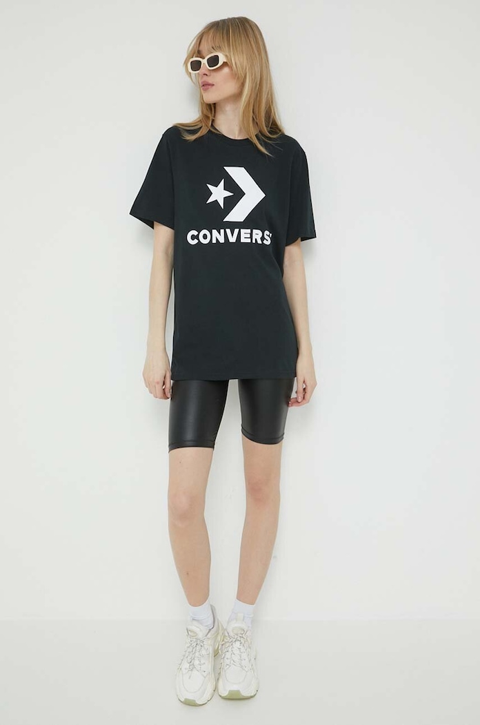 Oblečenie Bavlnené tričko Converse 10025458.A02 čierna