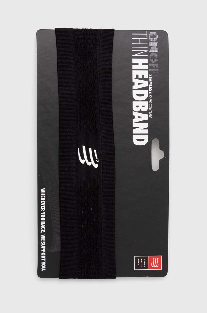 Čelenka Compressport Thin Headband On/Off čierna XBNU3919