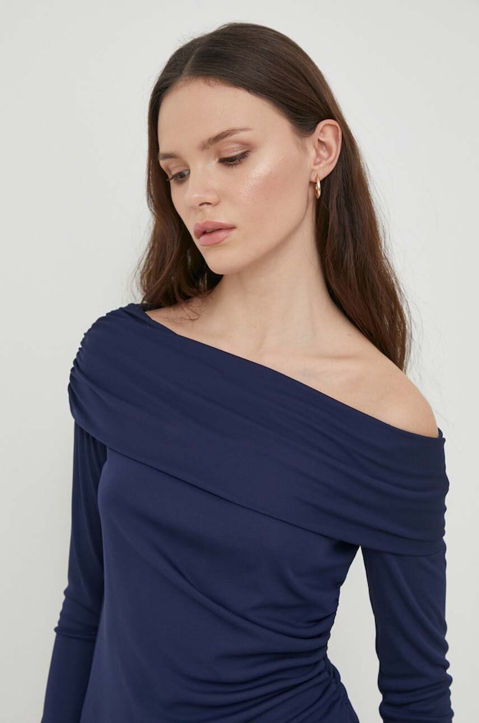 Lauren Ralph Lauren bluzka z elastanem granatowy 200925897
