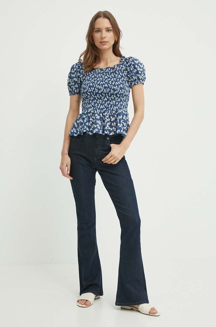 Lauren Ralph Lauren bluzka bawełniana 200932963 niebieski SS24