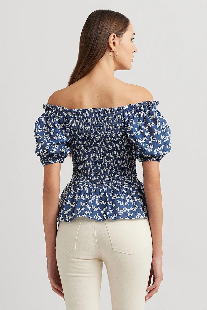 Бавовняна блузка Lauren Ralph Lauren 200932963 блакитний SS24