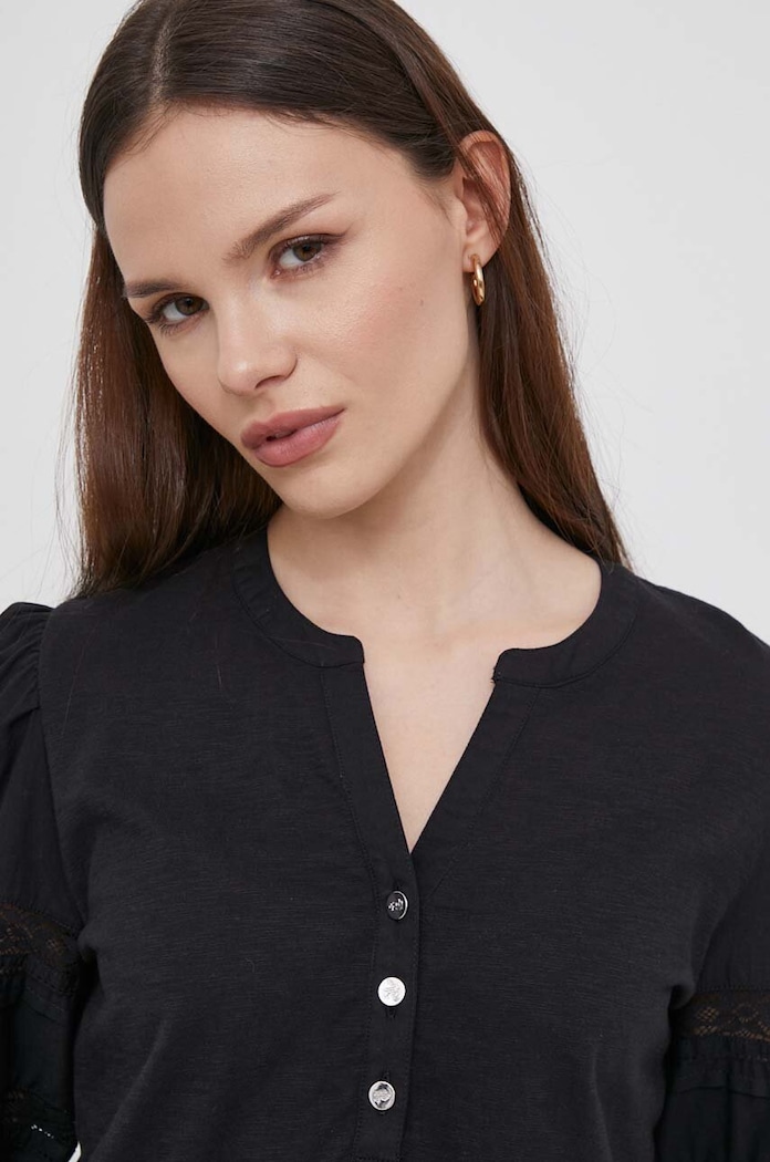 Βαμβακερή μπλούζα Lauren Ralph Lauren μαύρο 200933282