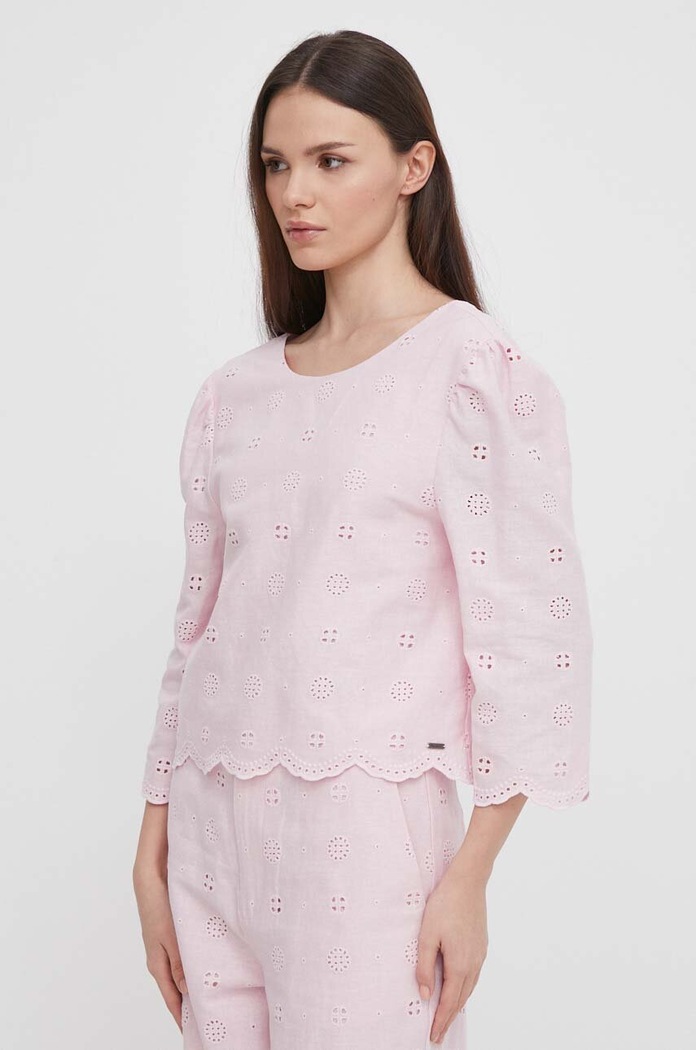 Pepe Jeans bluza din in uni roz PL304801