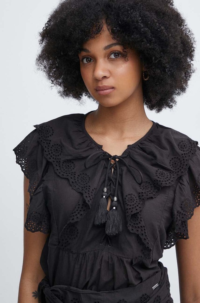 Bavlnená blúzka Pepe Jeans DOROTEA jednofarebný čierna PL304815