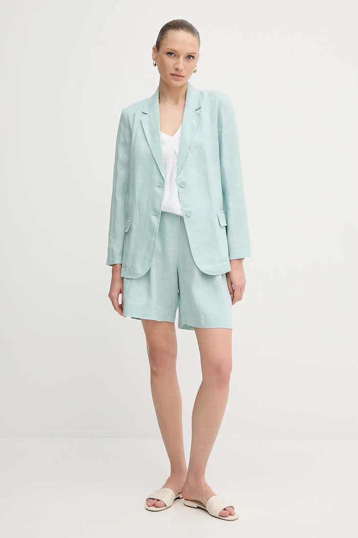 Lněná halenka United Colors of Benetton 5BMLDQ06W bílá SS25