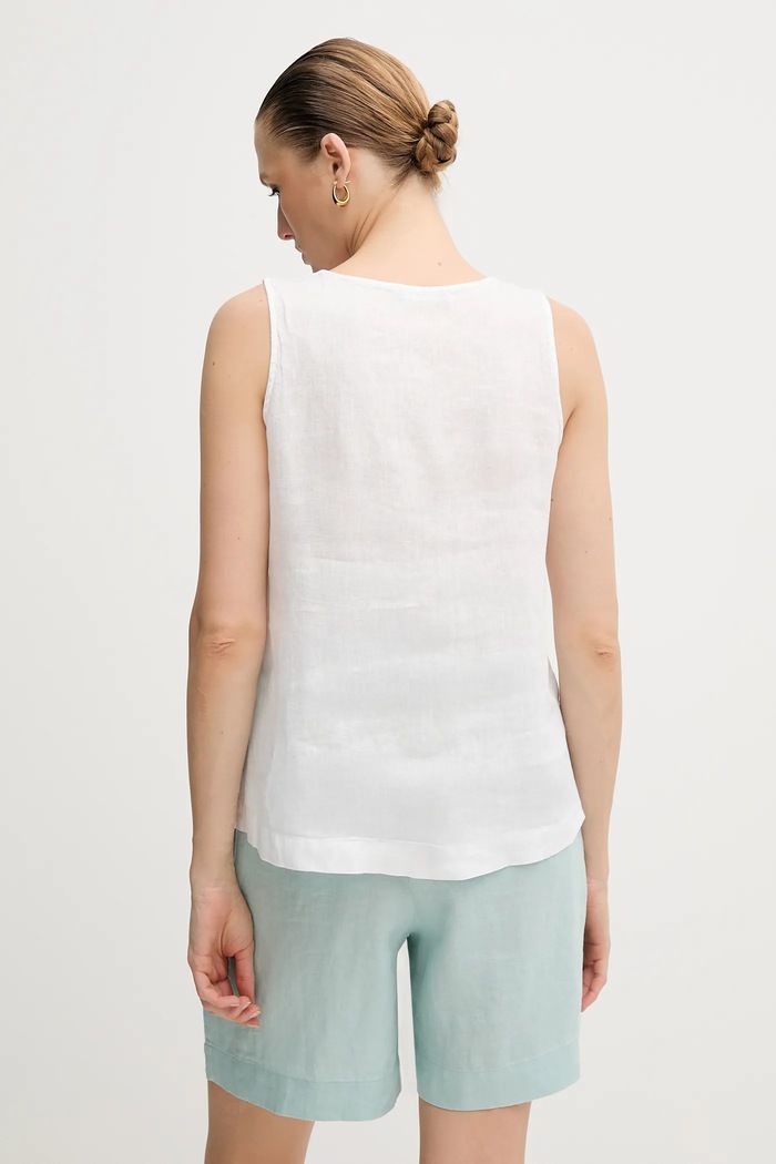 Oblečení Lněná halenka United Colors of Benetton 5BMLDQ06W bílá