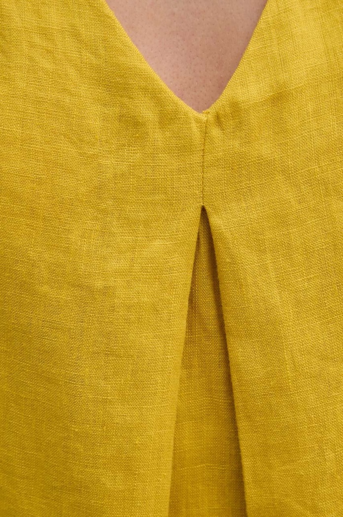 United Colors of Benetton bluzka lniana 5BMLDQ06W żółty