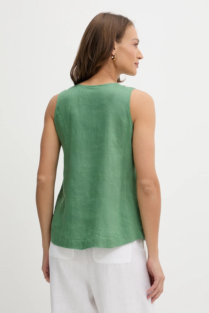 Odzież United Colors of Benetton bluzka lniana 5BMLDQ06W zielony