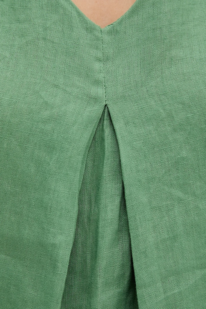 United Colors of Benetton bluzka lniana 5BMLDQ06W zielony