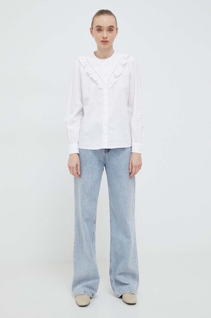 Ľanová košeľa Levi's A7356 biela SS24