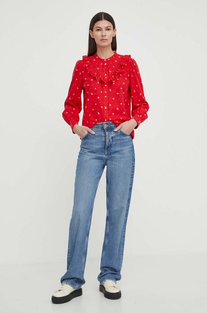 Lanena srajca Levi's A7356 rdeča SS24