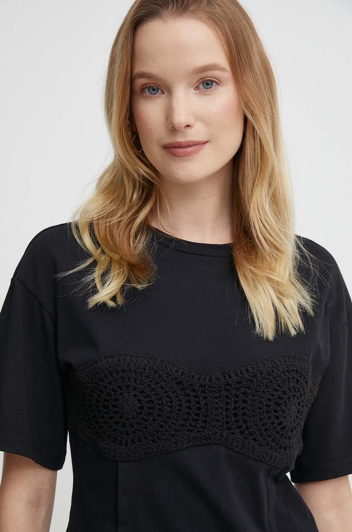 Sisley tricou din bumbac negru 3AIRL1053