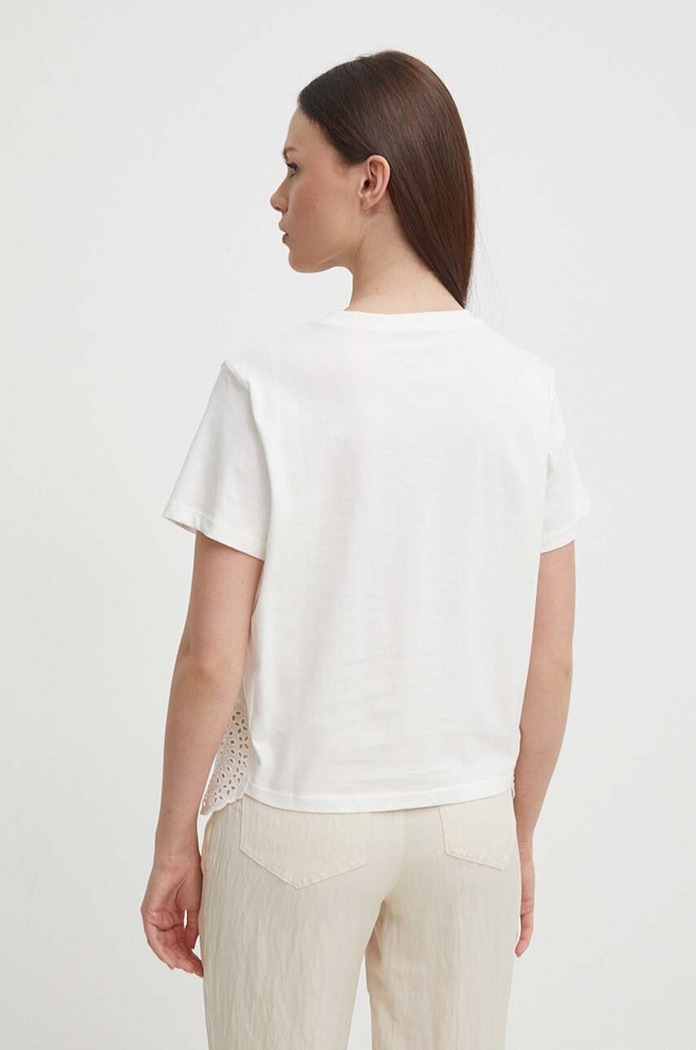Odzież Sisley t-shirt bawełniany 3F1QL105I beżowy