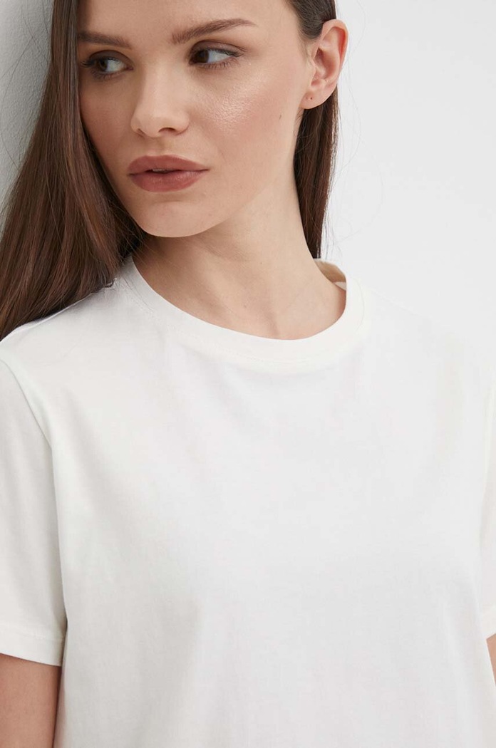 Sisley t-shirt bawełniany 3F1QL105I beżowy