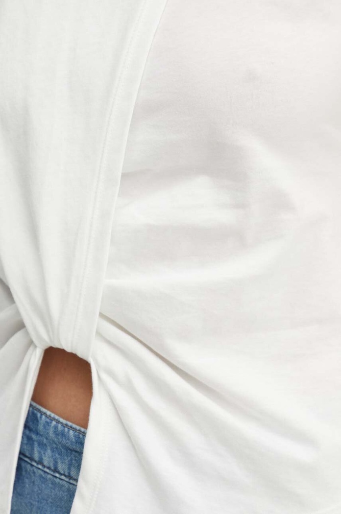 Sisley t-shirt bawełniany 3LANL105D beżowy
