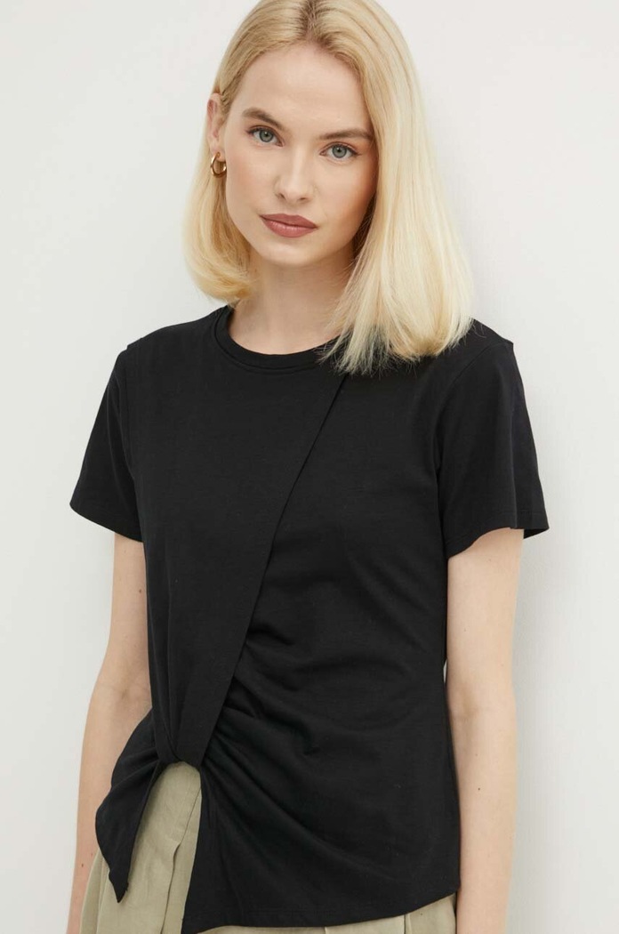 Sisley t-shirt bawełniany czarny 3LANL105D