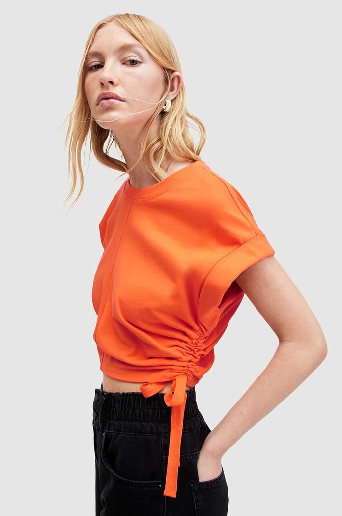 Βαμβακερή μπλούζα AllSaints MIRA WM651Z πορτοκαλί SS25