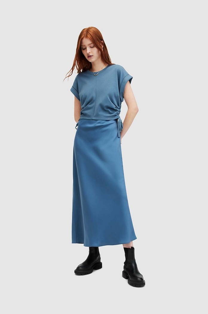 Bombažna majica AllSaints MIRA modra WM651Z