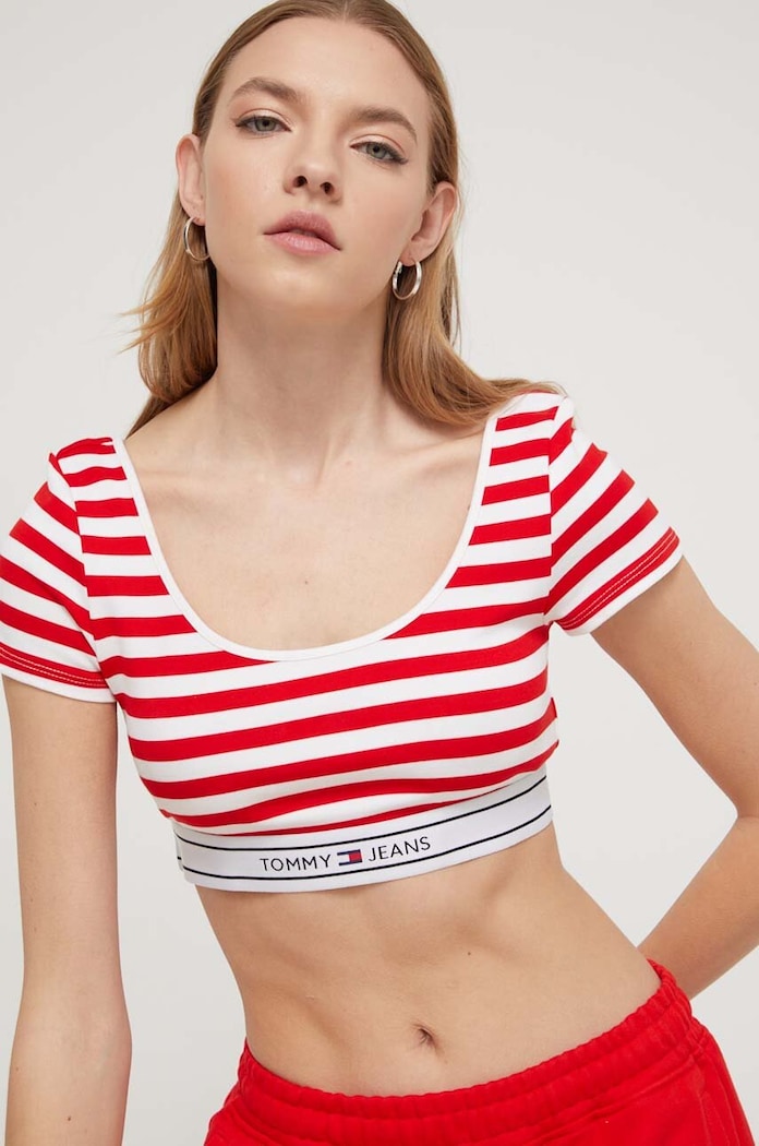Tričko Tommy Jeans slim červená DW0DW17891