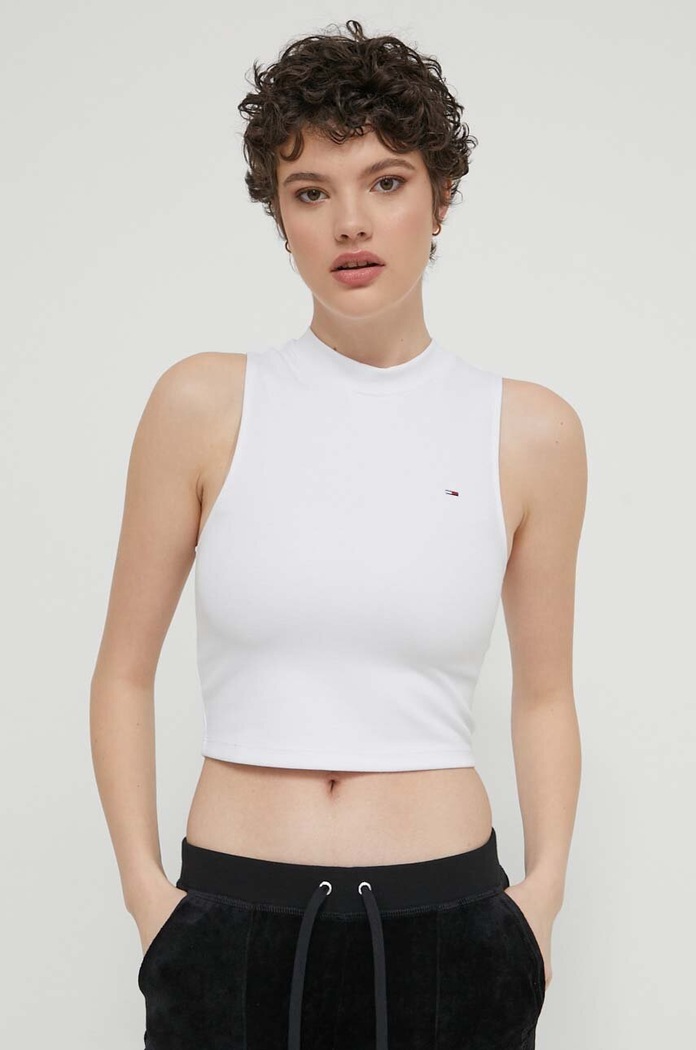 Top Tommy Jeans nášivka biela DW0DW17985