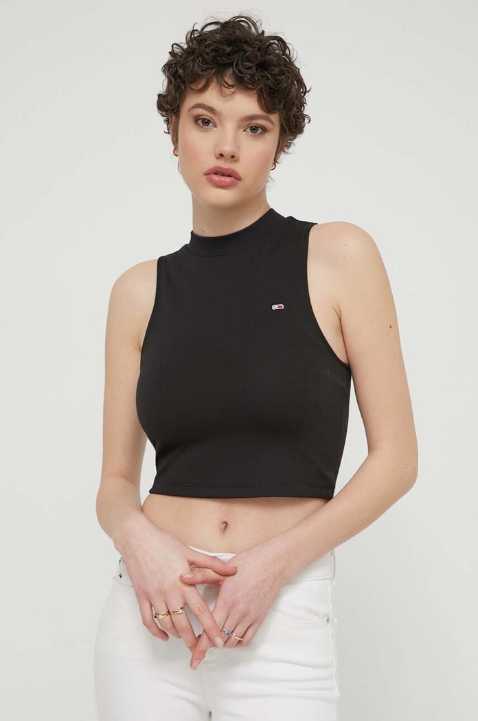 Топ Tommy Jeans щампа черен DW0DW17985