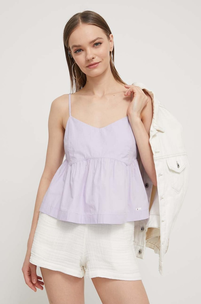 Tommy Jeans Bluzka bawełniana fioletowy DW0DW17804