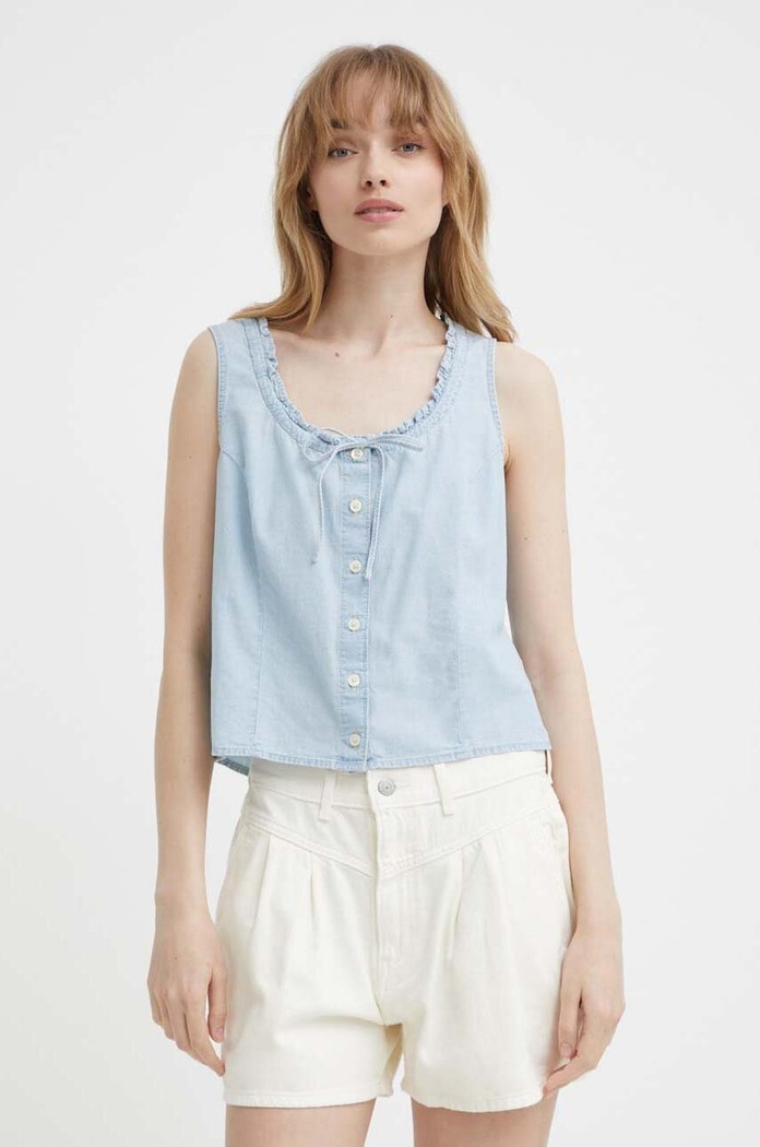 Levi's top bawełniany bawełna niebieski A7625