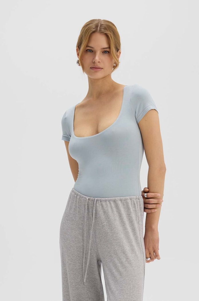Body Saint Body SCOOP NECK BODYSUIT BLUE slim modrá SB.532