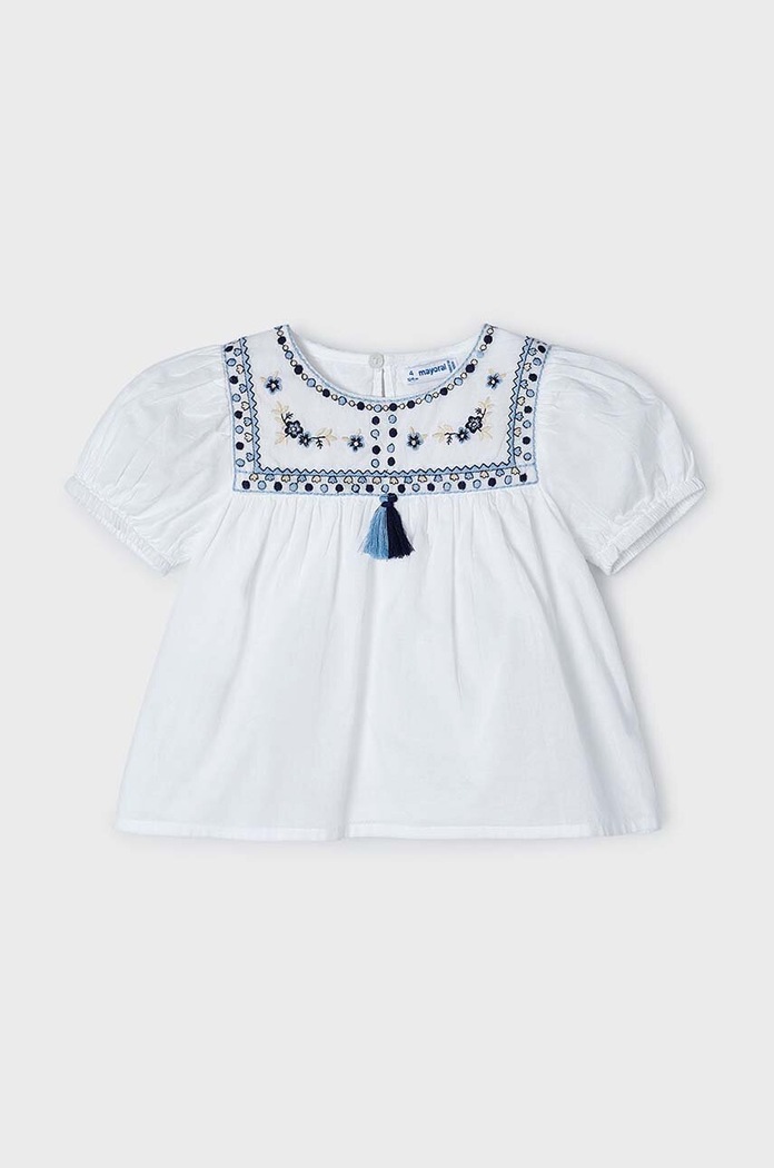 Dětská bavlněná halenka Mayoral 3180.6H.Mini.PPYH bílá SS24