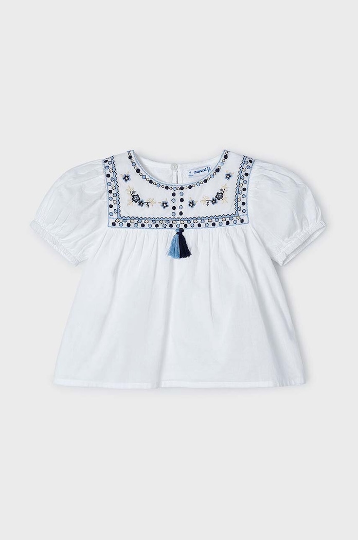 Dětská bavlněná halenka Mayoral 3180.6H.Mini.PPYH bílá SS24