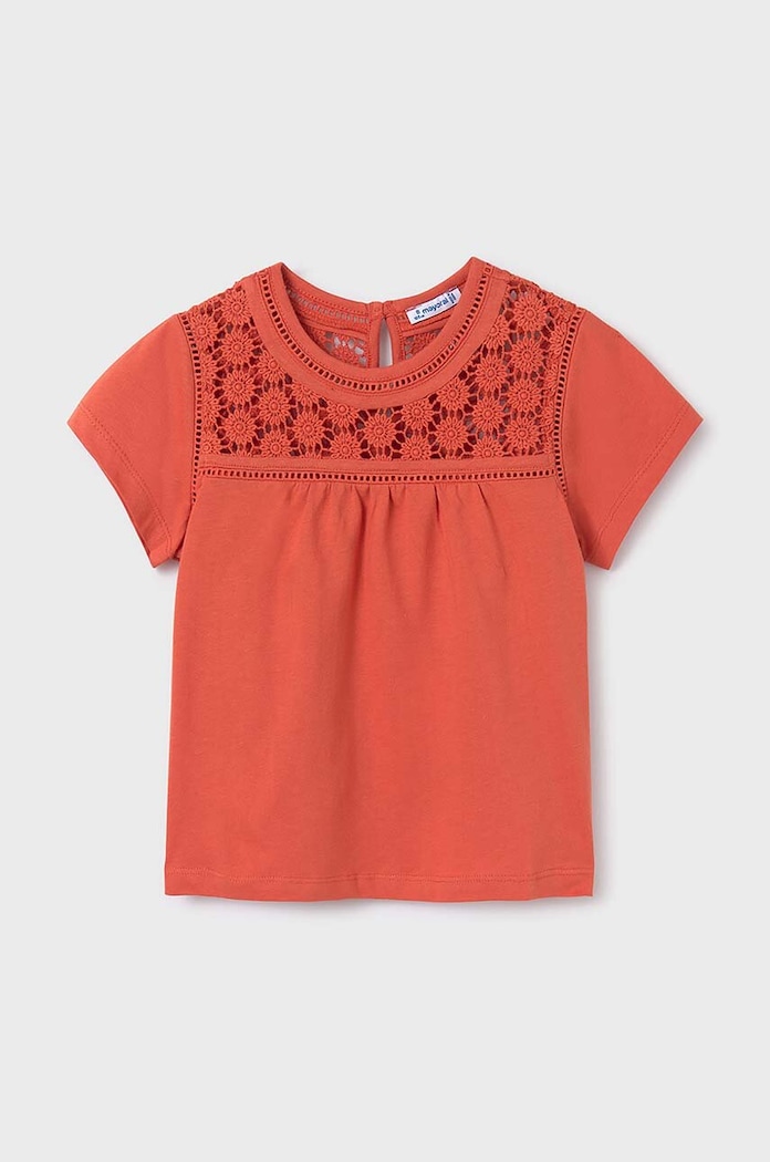 Παιδική βαμβακερή μπλούζα Mayoral casual πορτοκαλί 6005.8E.Junior.PPYH