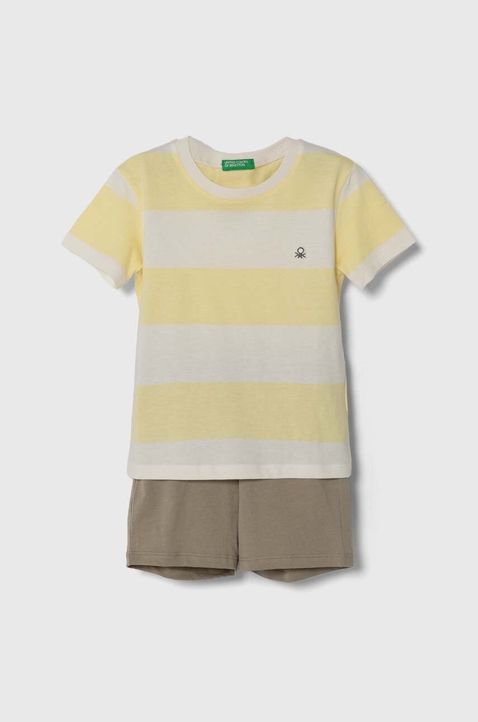 Dětské bavlněné pyžamo United Colors of Benetton hladký žlutá 3ERS0P06G.G.Seasonal
