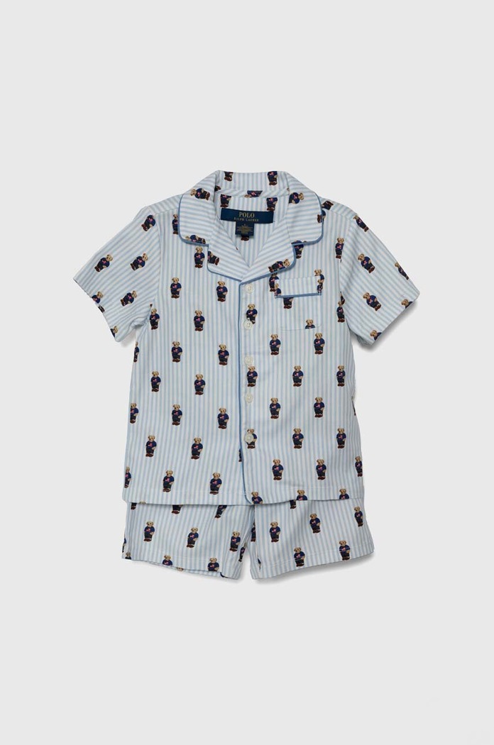 Polo Ralph Lauren gyerek pamut pizsama együttes kék 8P0139