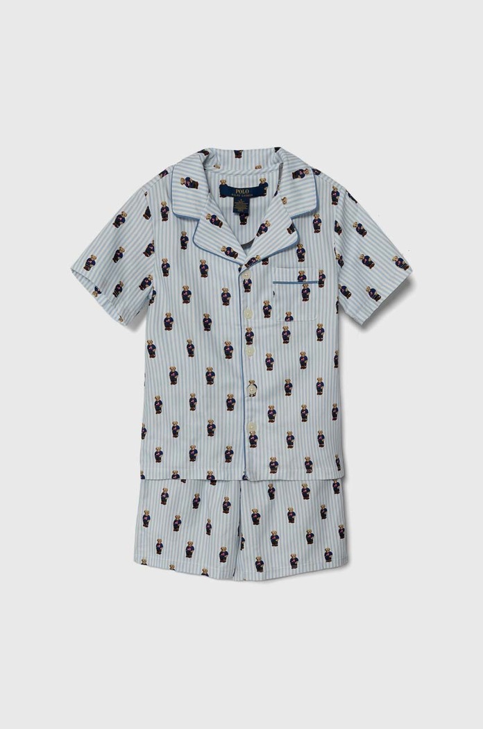Παιδικές βαμβακερές πιτζάμες Polo Ralph Lauren σετ μπλε 9P0139