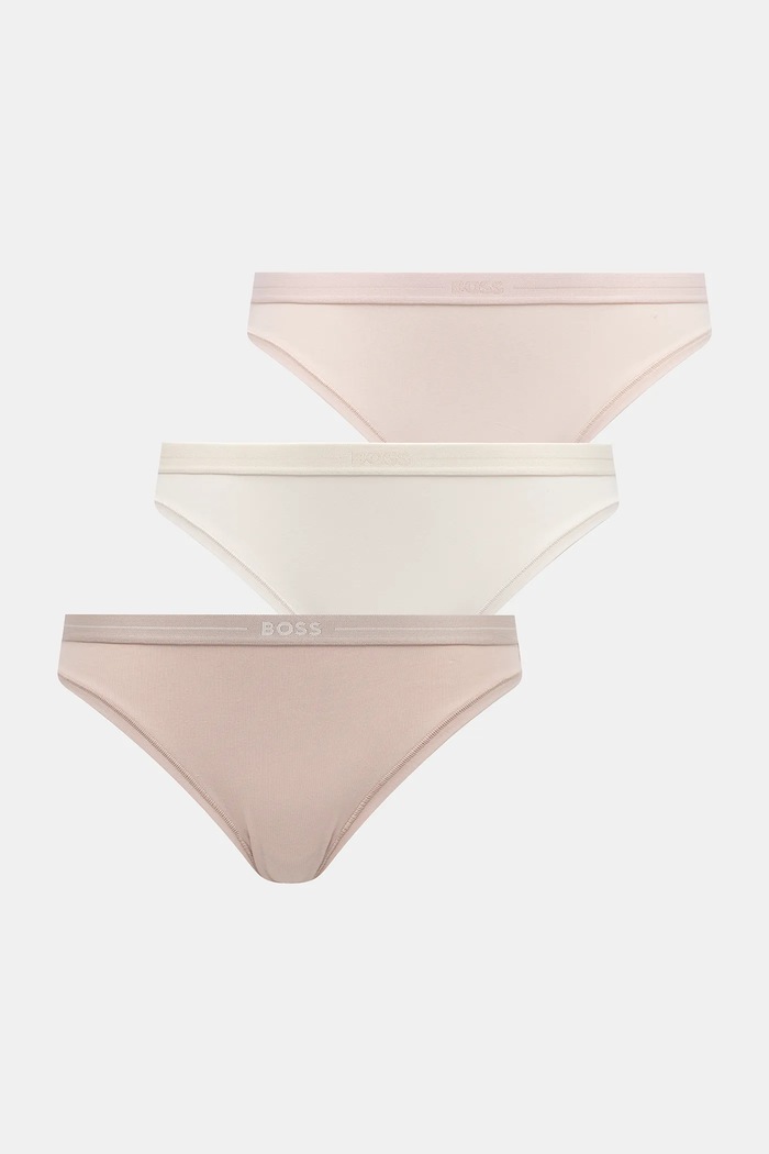 BOSS chiloți full brief de femei cu bumbac 3P BRIEF pachet de 3 bej 50510016