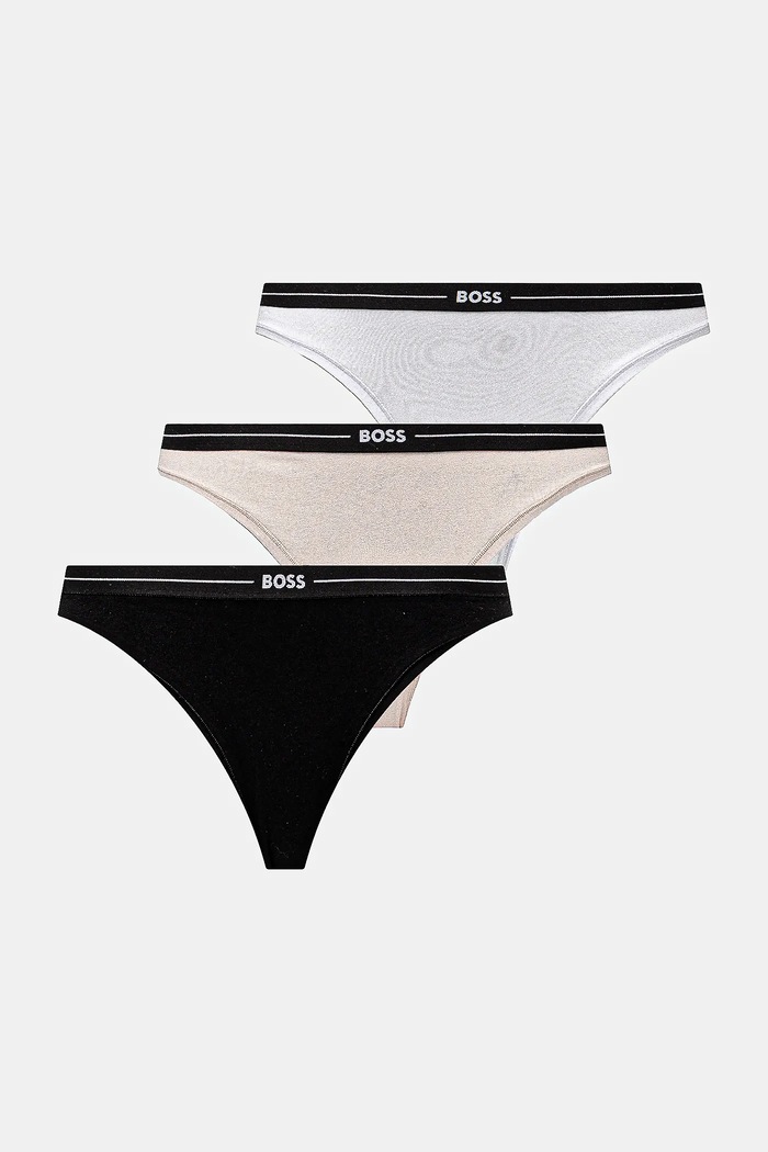 BOSS chiloți full brief de femei din bumbac 3P BRIEF pachet de 3 negru 50510016