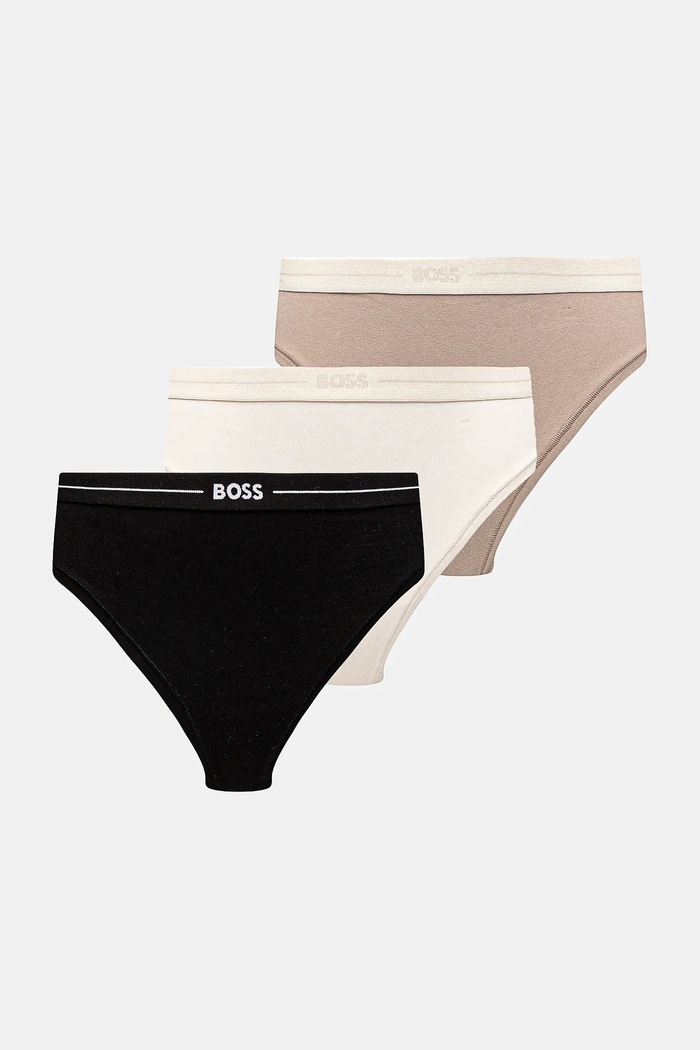 BOSS Chiloți g-string pentru femei din bumbac cu elastan 3P THONG pachet de 3 bej 50510030