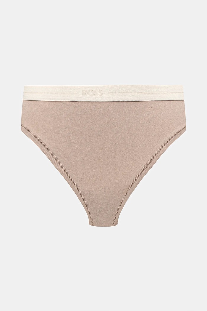 Chiloți g-string pentru femei din bumbac cu elastan 3P THONG pachet de 3 BOSS 50510030 bej