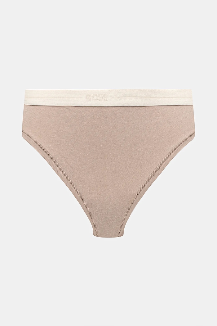 Chiloți g-string pentru femei din bumbac cu elastan 3P THONG pachet de 3 BOSS 50510030 bej