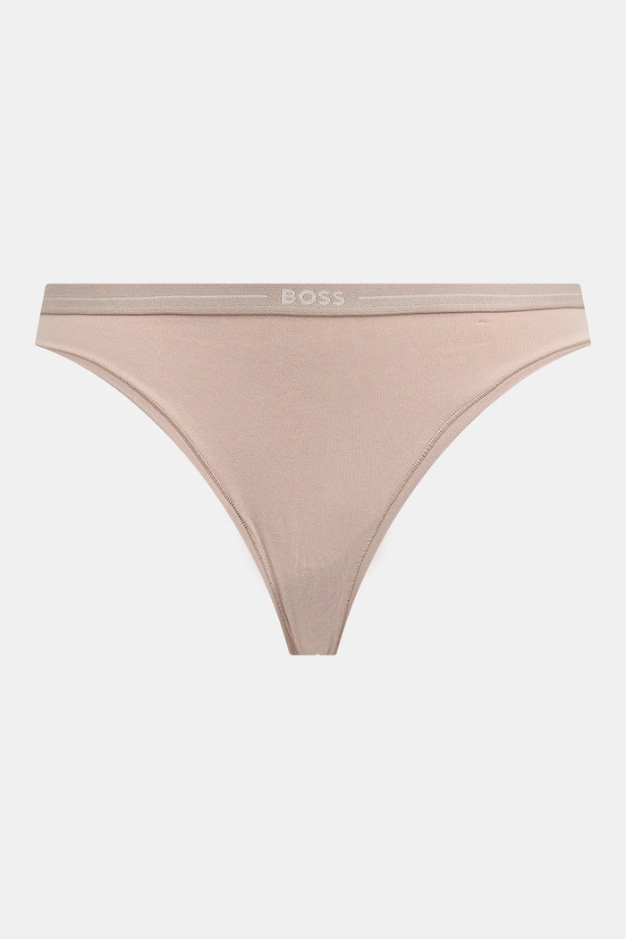BOSS tangá dámske bavlnené s elastanom 3P THONG 3-pak 50510030 béžová AA00