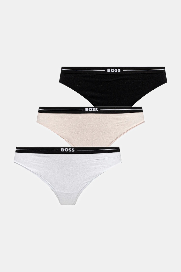 BOSS Chiloți g-string pentru femei din bumbac cu elastan 3P THONG pachet de 3 negru 50510030