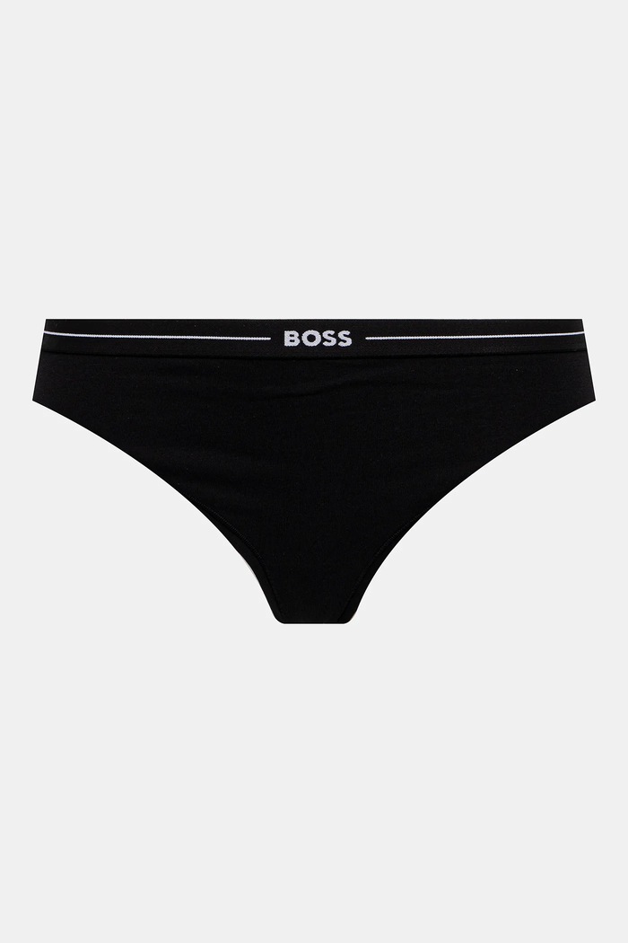 BOSS Chiloți g-string pentru femei din bumbac cu elastan 3P THONG pachet de 3 50510030 negru AA00