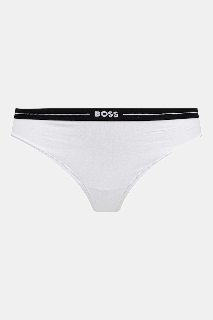 Chiloți g-string pentru femei din bumbac cu elastan 3P THONG pachet de 3 BOSS 50510030 negru