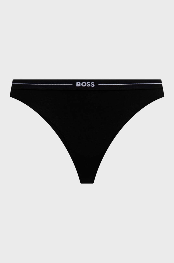 BOSS tanga dámské bavlněné s elastanem 3P THONG 3-pack 50510030 černá AA00
