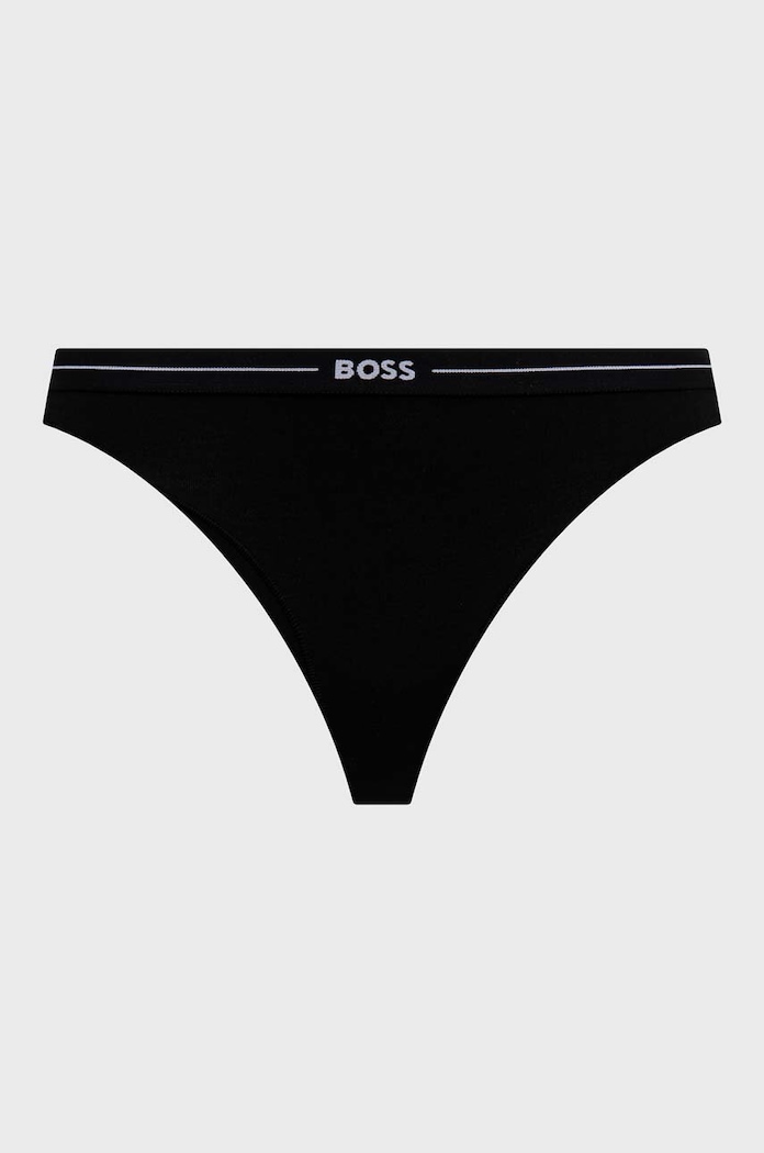 BOSS tanga dámské bavlněné s elastanem 3P THONG 3-pack 50510030 černá AA00