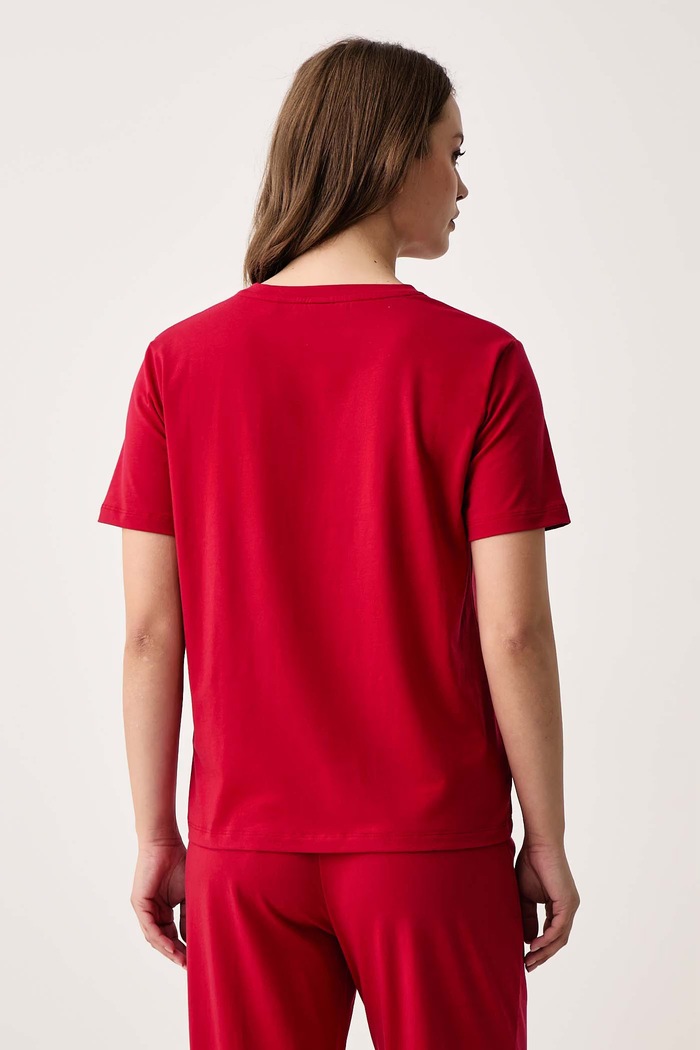 Odzież BOSS T-shirt lounge damski bawełniany z elastanem CI T-Shirt 50510322 czerwony