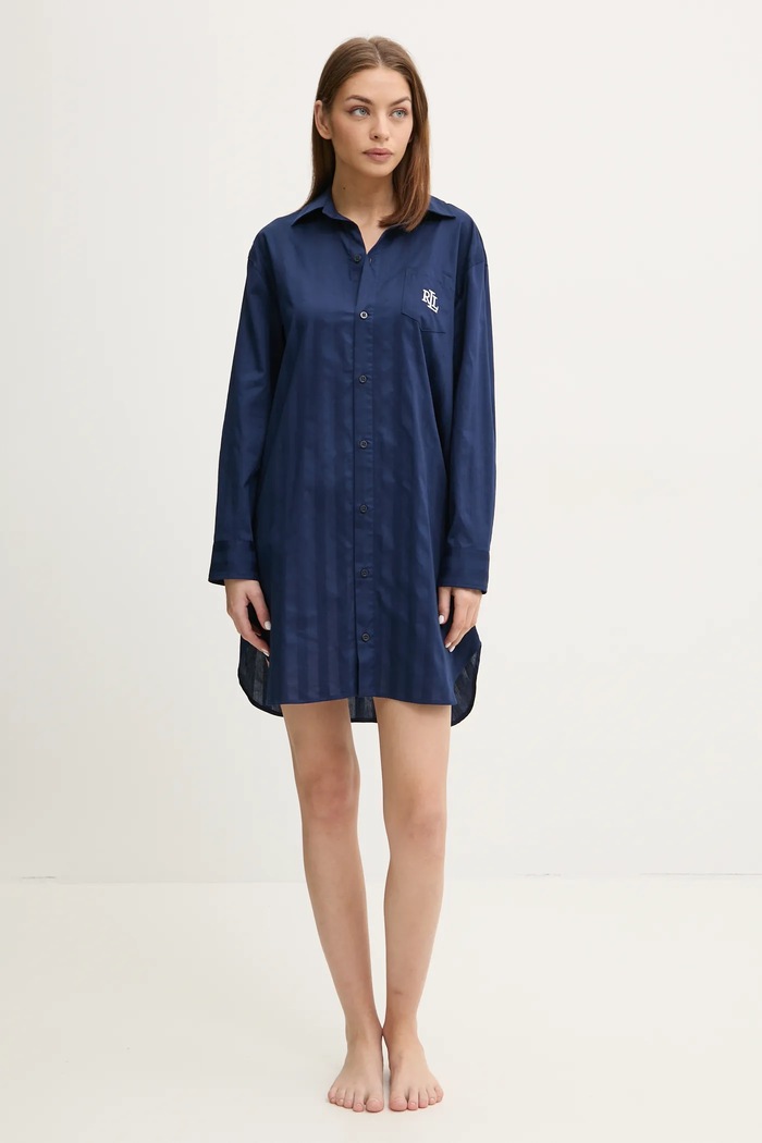 Βαμβακερό νυχτικό Lauren Ralph Lauren ILN32305 σκούρο μπλε SS25