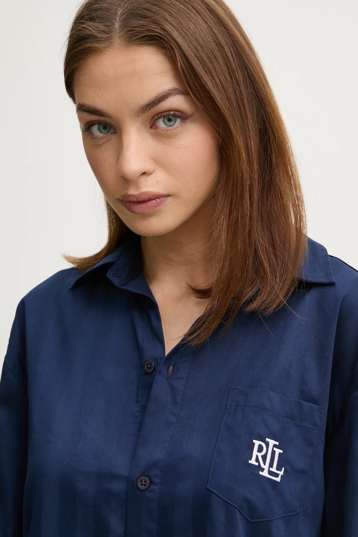 Βαμβακερό νυχτικό Lauren Ralph Lauren σκούρο μπλε ILN32305